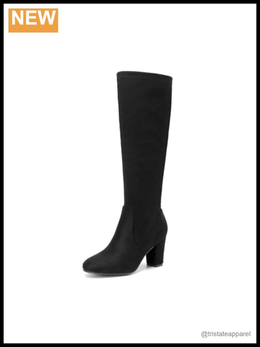 SelenePair Women's Knee High Boots Chunky Block Heel Round Toe Side Zipper